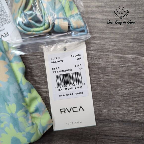 RVCA Field of Dreams Bandeau Bikini Top Size S - Picture 4 of 6